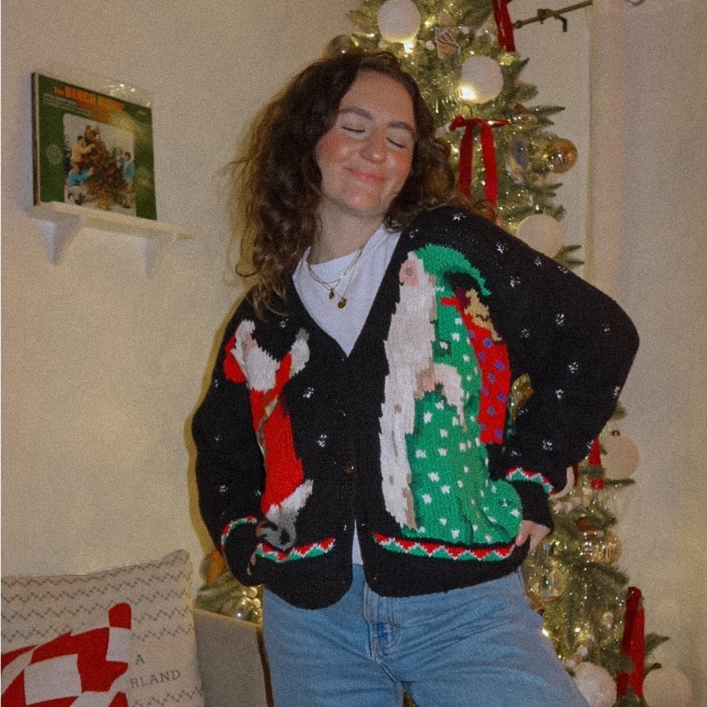 Northern Isles Hand Knit Santa Claus St Nick Ugly Christmas Sweater | large - Picture 6 of 8